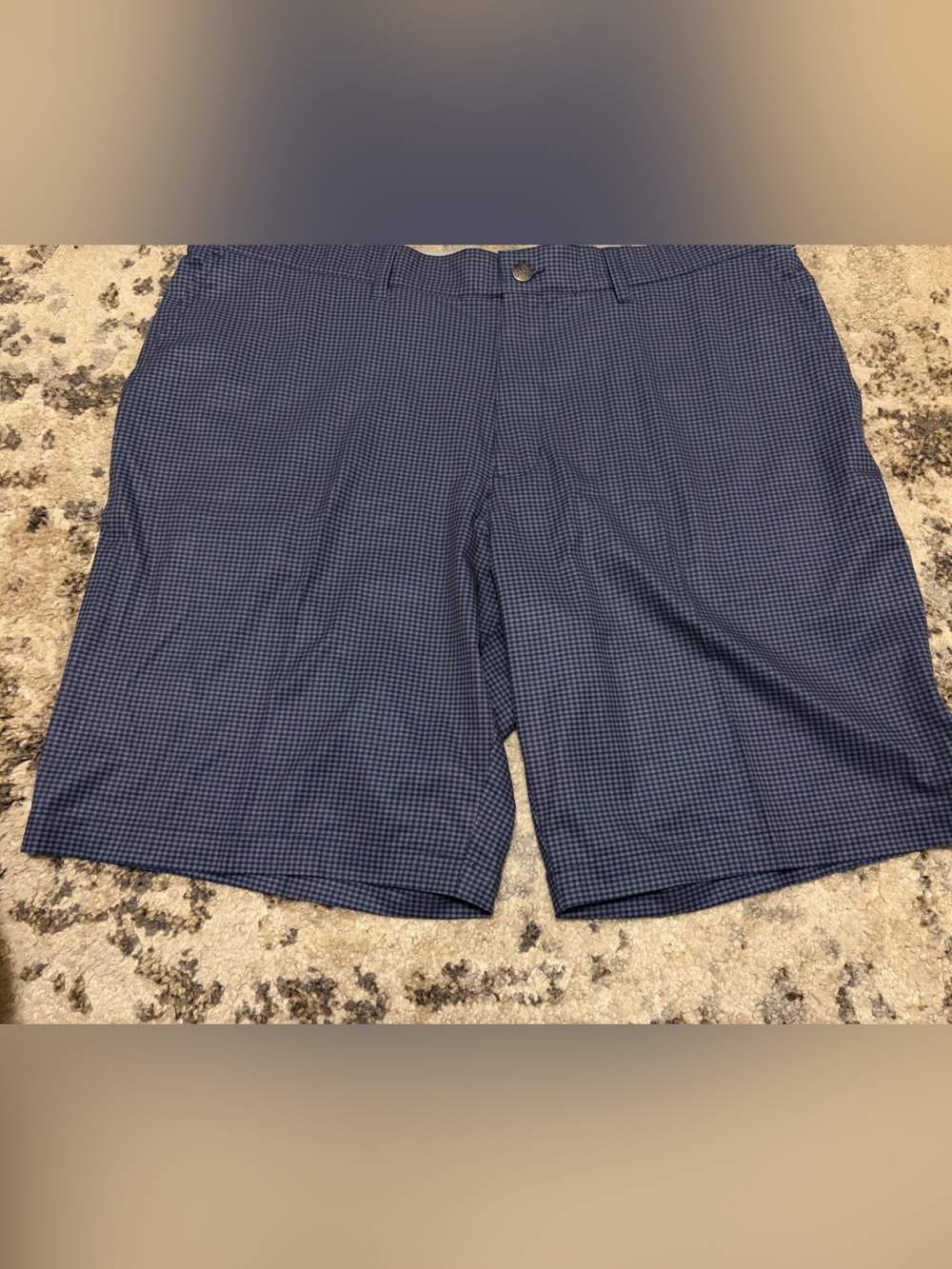 adidas Men's Navy Micro-Check Flat Front Shorts
